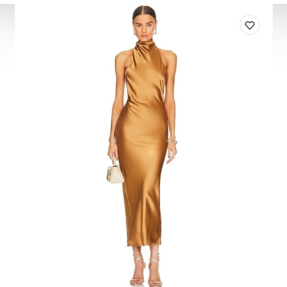 AEXAE Silk Maxi Dress in Light Brown